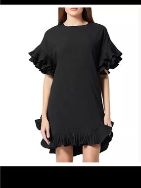 NWT Glam Ruffled Elbow Sleeve Dress size Medium